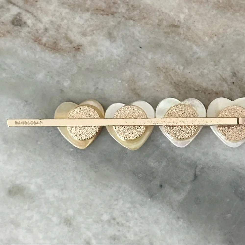 BaubleBar Heart Shaped White Mother of Pearl Look Hair Barrette